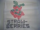 Vintage Flour Sack Hand Embroidered Strawberries Dish Towel 30 x37   New