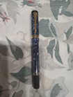 Parker Duofold International Blue Marble 18k Gold M Nib Fountain Pen Uk 