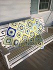 Granny Square Yellow Daisy Blue Handmade Crochet Flower Afghan Blanket Throw 42 