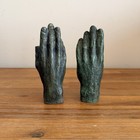 Vintage Pair Of Cast Bronze Hands Anatomical Sculpture Paperweight Initialed