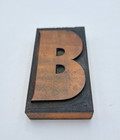 Antique Letterpress Wood Type Letter B Wooden Printing Block