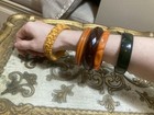Set Of 5 Vintage Bakelite Bangle Bracelets Lot Green mustard cocoa  2 Orange 