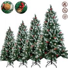 Snow Flocked Christmas Tree With Stand Pine Cones red Berries Xmas Tree 5ft-7ft