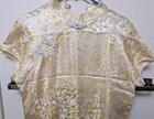 Kevint Women   s Gold Brocade Cheong-sam Mandarin Collar Frog Dress   Xxl