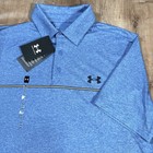 New Under Armour Playoff 3 0 Men   s Size Medium Stripe Golf Polo Photon Blue