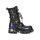 New Rock 107-c5 Unisex Boots Black Blue Leather Skull Devil Gothic Punk Biker