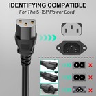 Vockjour 3 Prong Ac Power Cord Cable 6ft 10 Amps 125 Volts 18awg  6ft  Black 