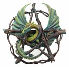 Medieval Fantasy Large Pentagram Dragon Wall Decor With Forest Vines Borders
