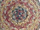 Vtg Handmade Small Primitive Rustic 8  Round Braided Jute Rag Rug Table Topper