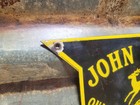 Vintage John Deere Porcelain Sign Old Farm Equipment Tractor Agricultural Barn