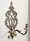 Vintage French Brass Ornate Wall Sconce Double Arm Cast Brass Candleholder Euc