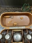 Vintage Travel Bar 1940s Rumpp Portable Pub Leather Case Shaker Shots Flasks 
