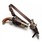 Pirate Leather Strap Costume Baldric Gun Sword Holster Flintlock Pistol Medieval