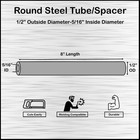 Mild Steel Spacer-tubing- 1 2  Od X 5 16  Id X 8  Long--fits M8 Or 5 16  Bolts
