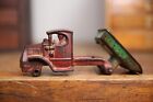 Vintage Original Cast Iron Mack Dump Truck Arcade Antique Toy Driver Red Green