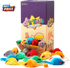 36pcs 4 1   Furry Cat Toy Mice Rattle Small Mouse Kitten Interactive Play Assort