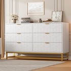 Modern 6 Drawers Double Dresser Wood Storage Cabinet Bedroom 47  Wide Dresser