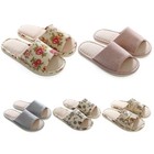 Women s Floral Home Slippers Open Toes Mute Flat Slippers Anti-slip Indoor Shoes