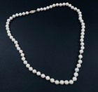 Vintage Solid 14k Yellow Gold Clasp Cultured Pearl Beaded Necklace  19   24g