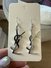 2 Inch Ysl  Silver Handmade Zipper Charms Earrings 