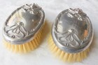 2 Antique Art Nouveau Brushes Ornate Derby Silver Co Horse Hair Matching Set
