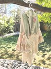 Wedding Fairy Jacket Light Green W Heavy Beige Lace Skirting  Ruffled Sleeve New