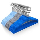 Pack Of 30 Kids Velvet Hangers  Non-slip Space-saving With Cascading Mini Blue