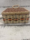 Vintage Wicker Singer Sewing Basket   Removable Tray Insert 8 5  X 8 5  Floral
