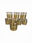 Culver 22k Gold Florentine Green Rocks Glass Set Of 8 Mid Century Barware 