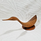 Mid Century Modern Wood Bird Sculpture Signed Abstract Shorebird Danish Style
