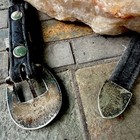 Vintage Sterling Silver 925 Buckle Black Leather Western Ranger 