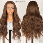 Ombre Brown Blonde Highlights Mixed Wavy Synthetic Lace Front Wigs Pre Plucked