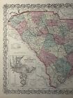 1870 Colton s South Carolina With Savannah   Charleston Antique Map 17  X 14 
