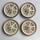 Vtg Metal Wheels W rubber Set Of 4   Creamy White  Rare Heart Pattern  6    