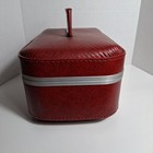 Vintage Red Hardshell Cosmetic Makeup Vanity Case Or Train Case Unknown Brand