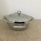 Vintage Hand Forged Hammered Aluminum Everlast Metal Casserole Dish W floral Lid