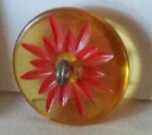 Bb Orange Flower Reverse Cut Button Apple Juice Bakelite Small  