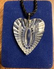 Vtg Waterford Crystal Heart Pendant Necklace Black Cord Original Box