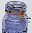 Vintage 1920s Atlas Ez Seal Purple Glass Quart Jar Wire Bail Lid Antique Decor