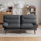 Chitooma 66   Futon Sofa Bed With Adjustable Backrest   Armrests  Grey Corduroy