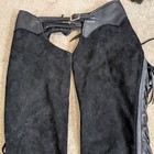 Chap Parel By Gerald Roberts Leather Chaps Womens Size Large Black Fringe Buckle