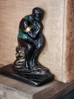 The Thinker Antique Cast Iron Figural Bookends Decorative Art Statues