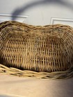 Vintage Maitland Smith Large Oval Wicker Basket Metal Branch Handle Jade Glass