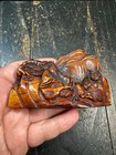 Vintage Hand Carved Horn Mountain Scene Sculpture   Asian Scholar Figure Art