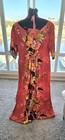 Vintage 70s Sears Hawaiian Fashions Cotton Maxi Dress Rust Orange Floral Tiki 16