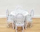 Dollhouse Table With 4 Chairs White Wire Metal 1 12 Scale Miniature Fairy Garden