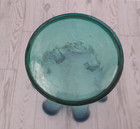Mid Century Modern Blue teal Ombre Glass Ruffled Rim Handkerchief Vase Vintage