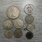 Lot Of 9 World Silver Coins Canada France Great Britain Wurttemberg 1806-1959
