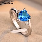 Elegant Heart Silver Filled Women Wedding Ring Birthstone Ring Sz 6-11