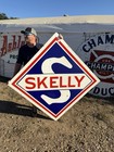 Vintage Large Porcelain Skelly Oil Gas Gasoline Sign 67 By 67 Inch 2 Sided